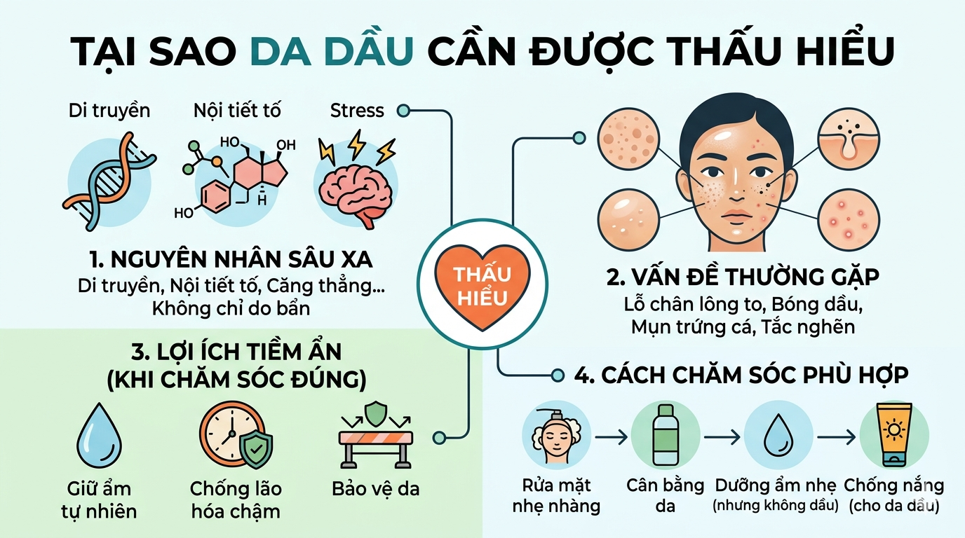Chăm sóc da dầu khoa học