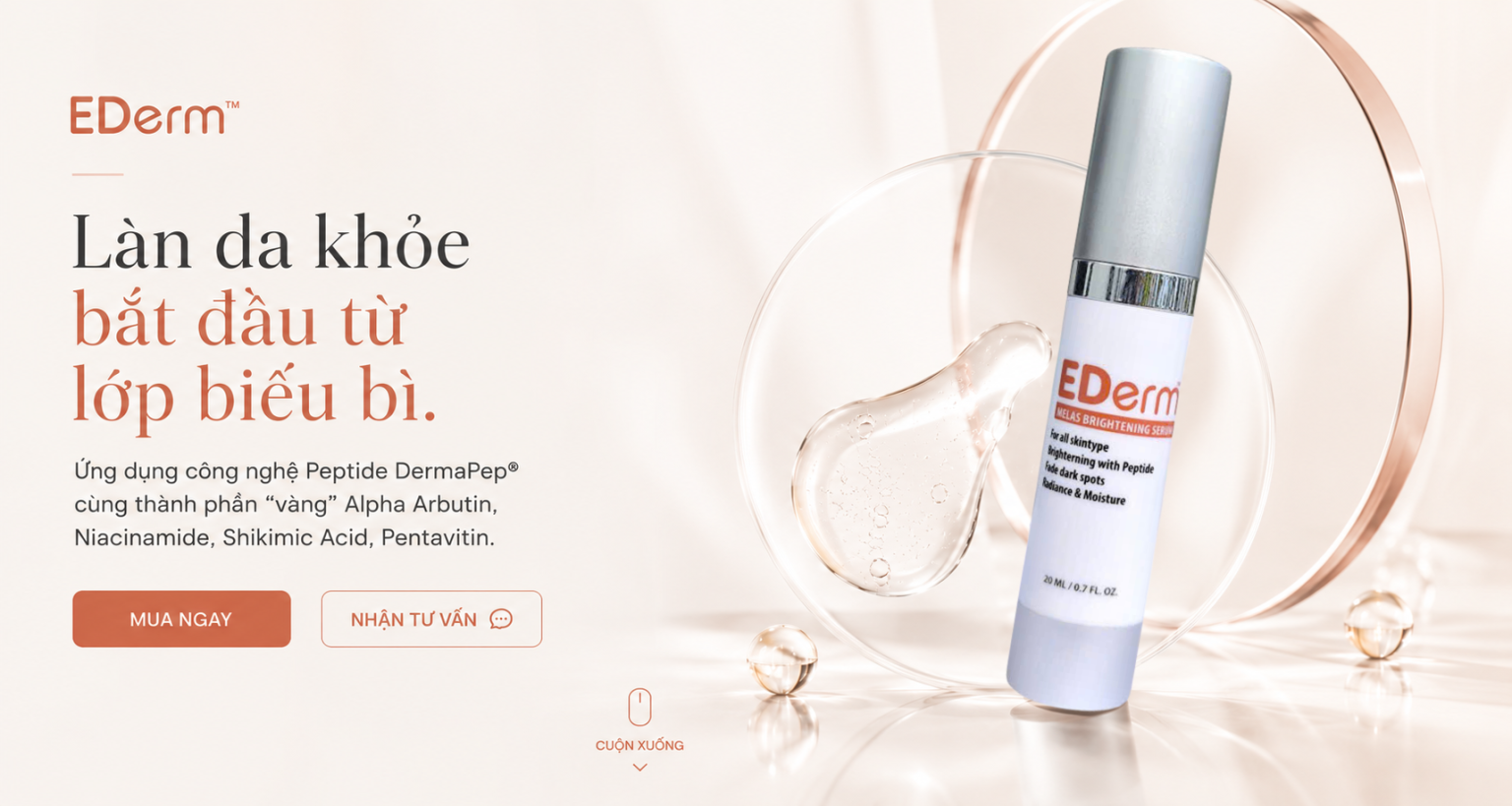 Tinh chất mờ nám, sáng mịn da đều màu EDerm Melas Brightening Serum