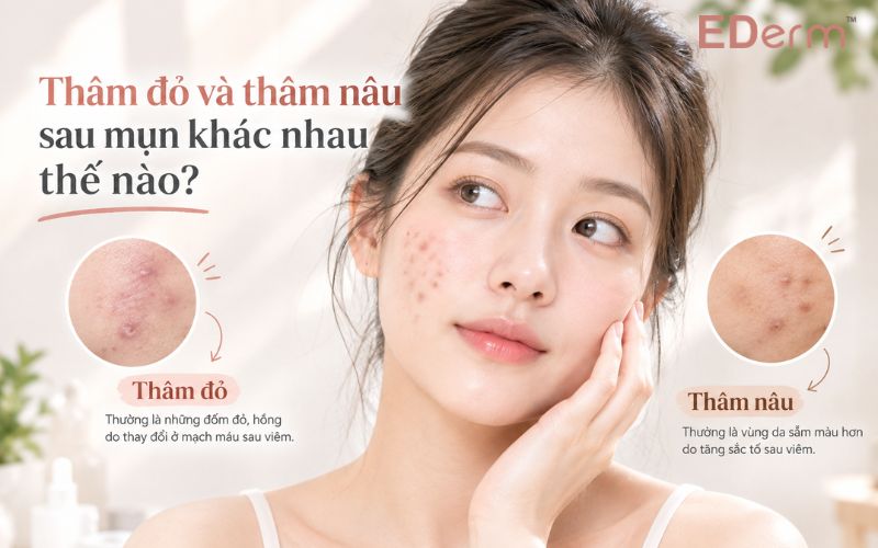 Thâm đỏ và thâm nâu sau mụn khác nhau thế nào