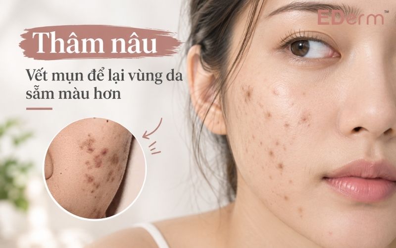 Thâm nâu Vết mụn để lại vùng da sẫm màu hơn